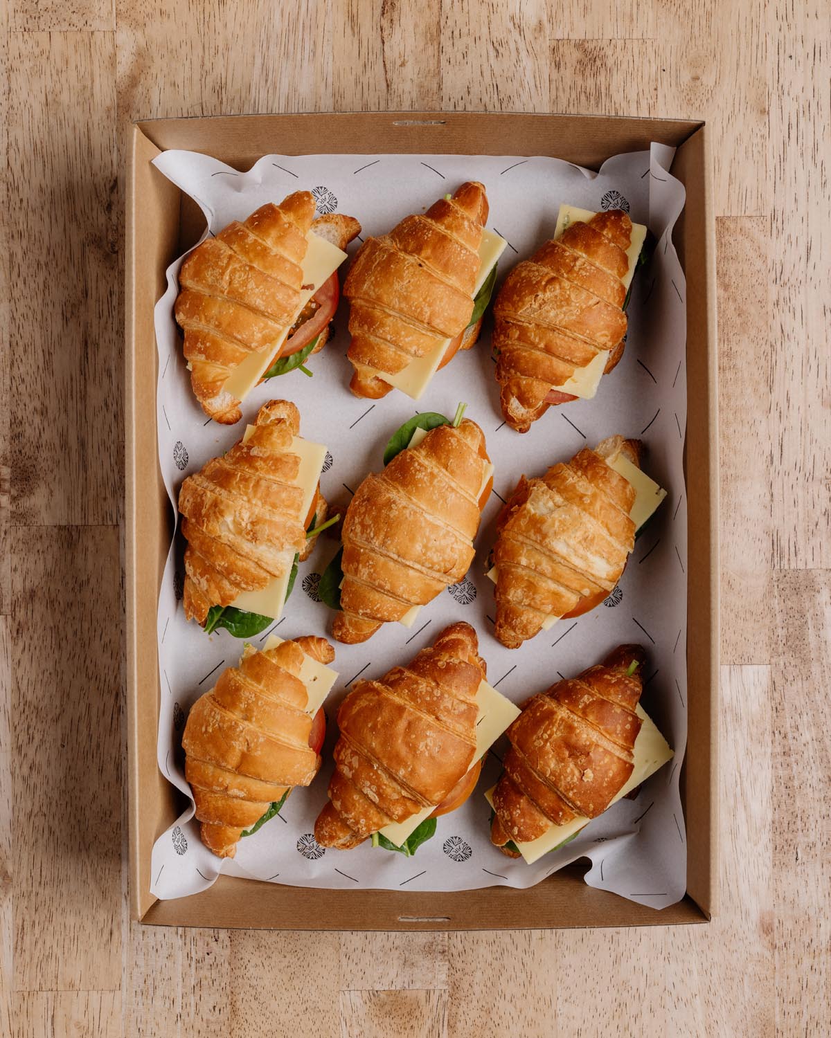 Mini spinach, cheese, tomato croissants